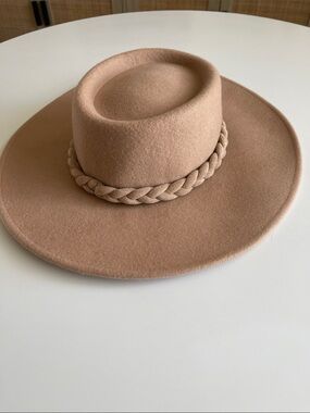 a new day Braided-Band Wide Brim Felt Hat - Tan